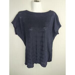 The North Face Navy Blue Striped Top Womens‎ L Boxy Casual Short Sleeve Top